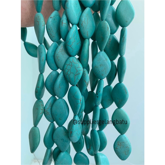 bongkah rough Batu PIRUS BIRU WAJIK 20mm serat bandul gelang kalung