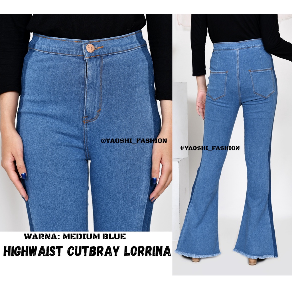 YAOSHI - Cutbray Rawis List Panjang Wanita - Highwaist Cutbray Lorrina 27-34