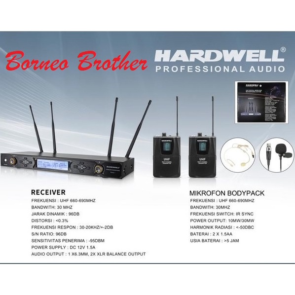 Mic Wireless Hardwell Force 1 Force1 Original 2 Mic Clip On 2 Mic Headset