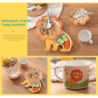 [LOGU] Bamboo kids set, Piring mangkok bambu 3D anak, peralatan makan