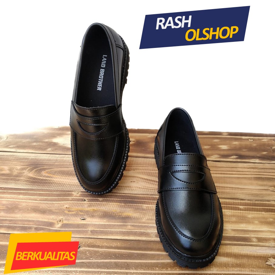 Penny Loafer Pria Full Black Original Land Brother Kasual Slip On Pria Terbaru