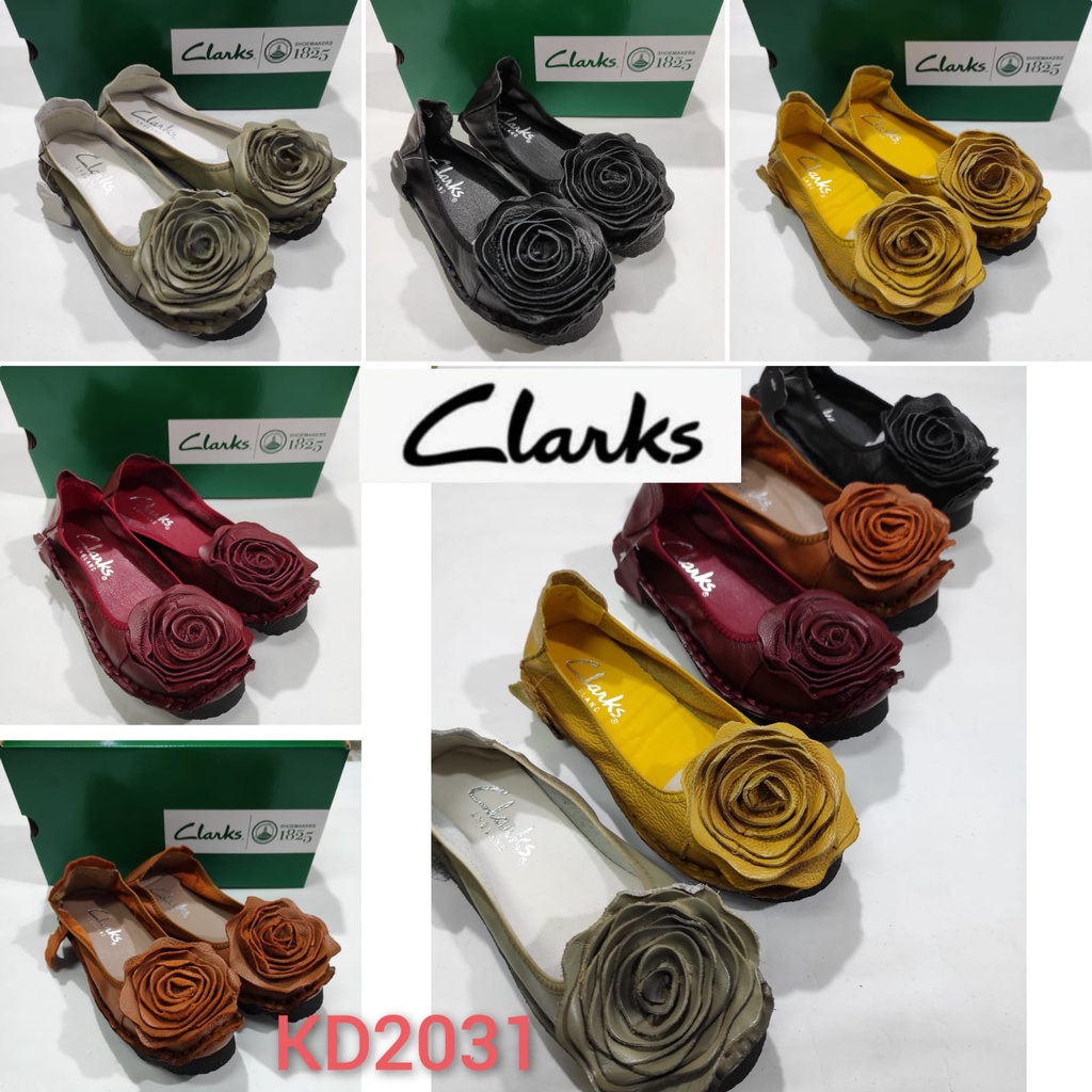 Clarks Big Rose Genuine Leather Sepatu Flat Wanita