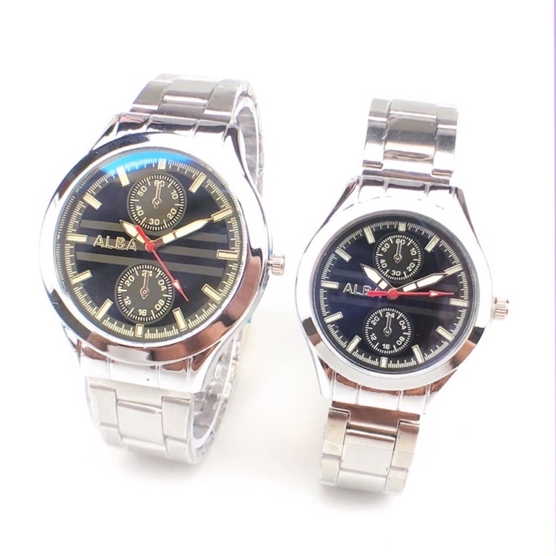 ［Ready Stock］Jam tangan fashion rantai couple mural kaca biru   S1128