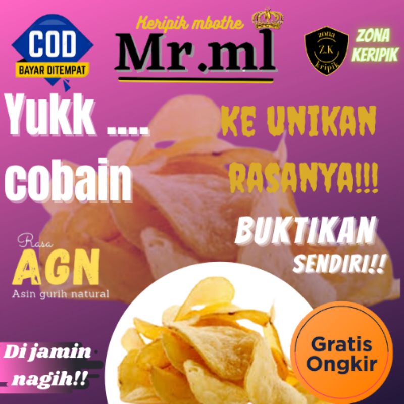 

camilan keripik mbote mr.mi rasa AGN (asin, gurih, natural) 100gr