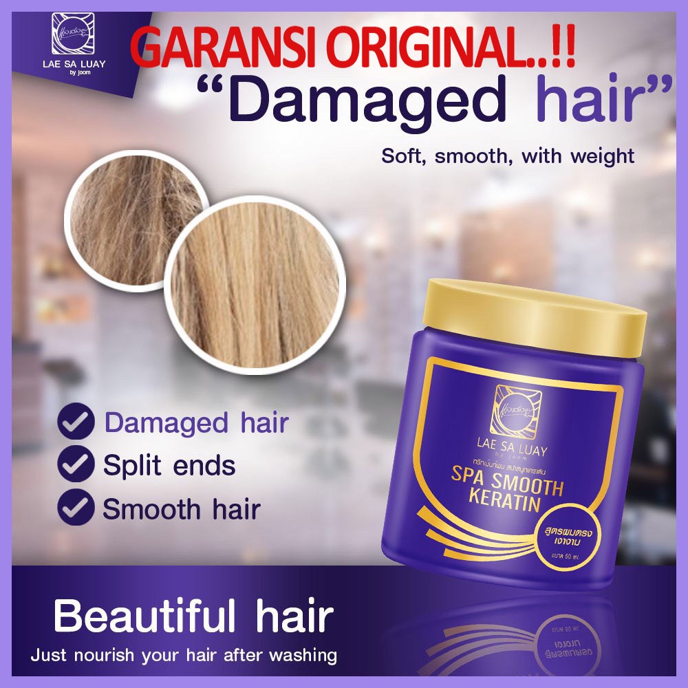 Masker Rambut Keratin untuk Rambut Rusak dan Meluruskan Rambut Lae Sa Luay Hair Spa Smooth Keratin B