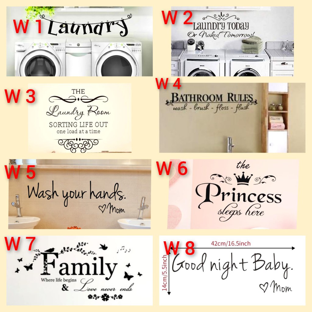 [GD] WALLSTICKER STICKER STIKER KATA KATA MUTIARA LAUNDRY HOME FAMILY KITCHEN DAPUR DINDING TEMBOK