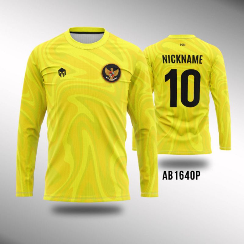 Kaos Jersey sepakbola kiper Timnas Indonesia AFF 2021 away lengan panjang custom free nickname XS-XX