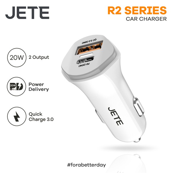 Car Charger Quick Charge 3.0  with PD JETE R2 - Garansi Resmi 2 Tahun