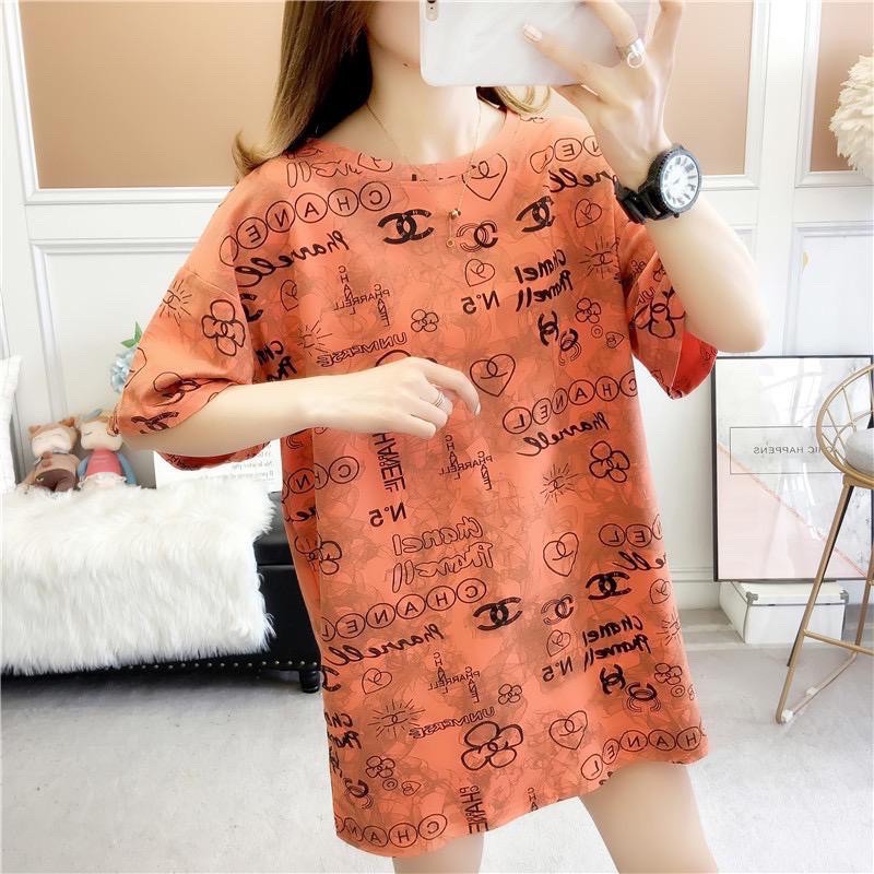 Oversize Tee Tshirt Wanita Model Longgar Motif C Full Print