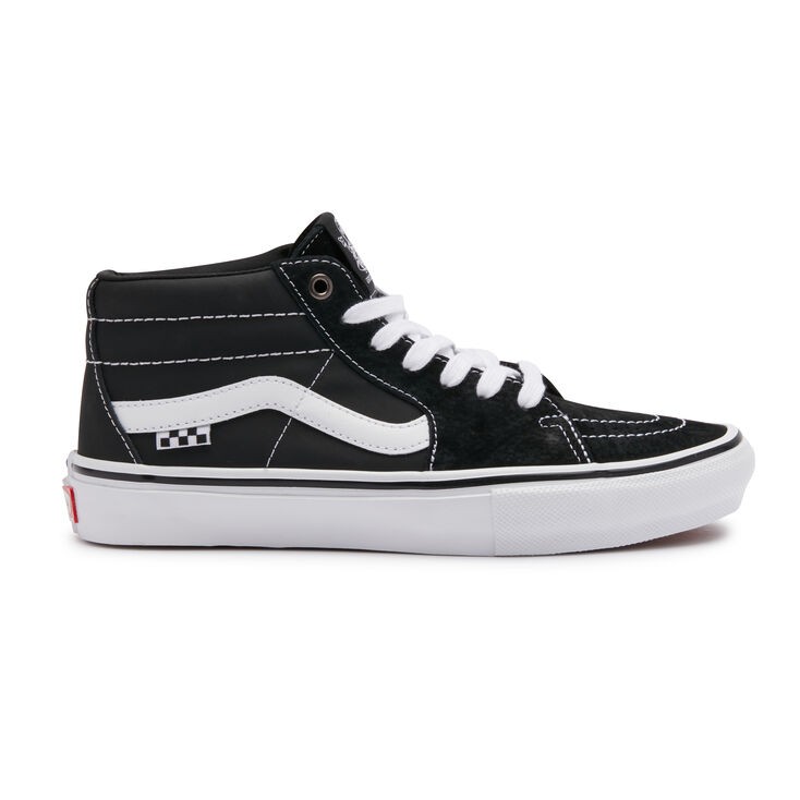 Vans Sk8 Mid Skate Grosso Black White Emo Leather Original