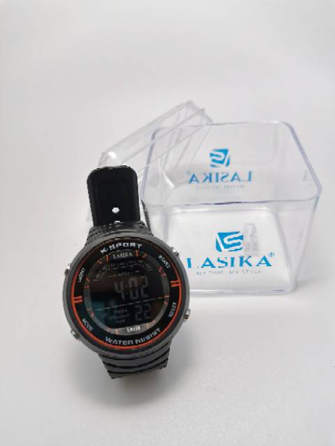 Jam tangan digital Sporty layar hitam water Resist Lasika 8110