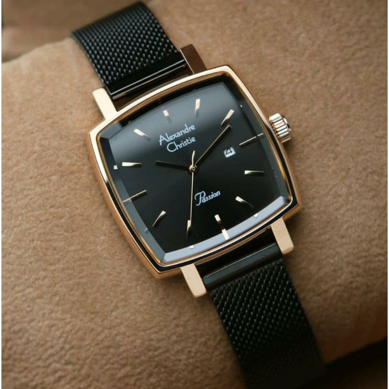 JAM TANGAN CEWEK / WANITA ALEXANDRE CHRISTIE AC 2849 BLACK ROSEGOLD