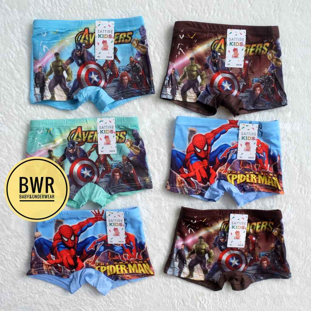 [ 6pc ] Boxer Anak Sattire BOY | Celana Dalam Anak Laki - Laki [III E1-G1] Motif Boy - Bwr