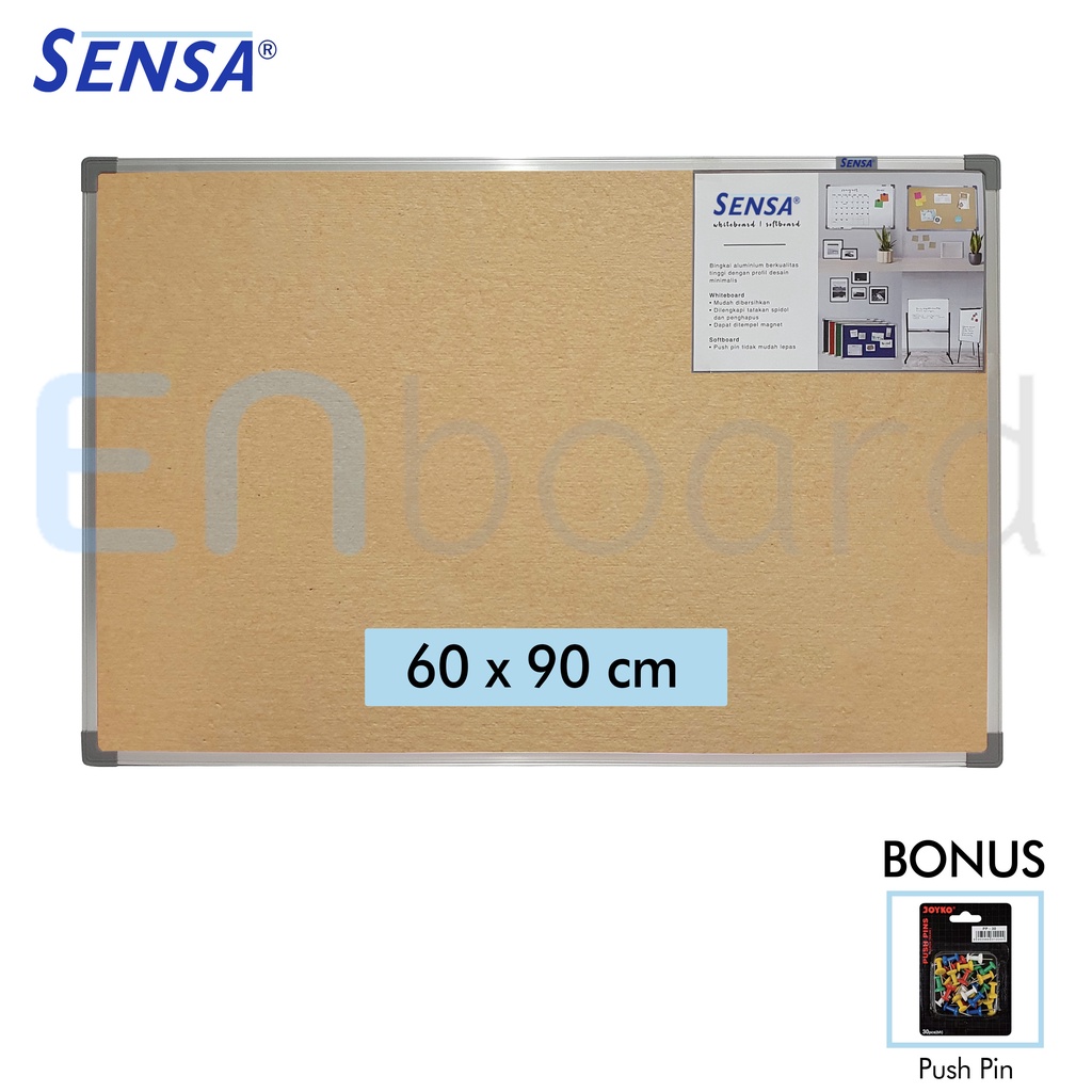 

Softboard / Pin Board / Cork Board / Papan Pengumuman / Mading Gantung Polos Sensa 60 x 90 cm