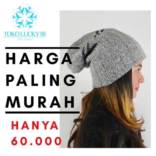 Topi Kupluk Rajut Wool Hat Beanie Blend