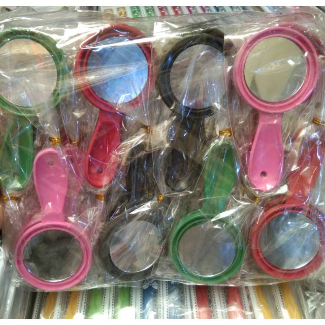 Souvenir kaca sisir bulat(kasir) isi satu pak 50 pics free kartu ucapan terimakasih
