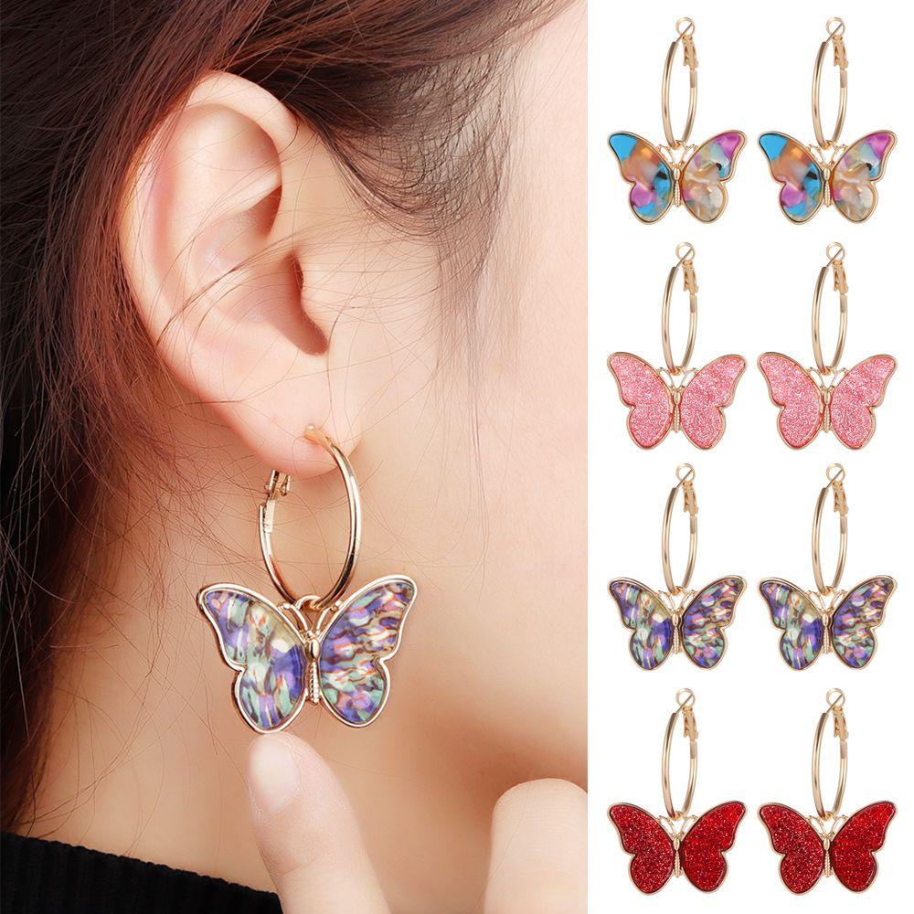R-flower Butterfly Earrings Trend Wanita Perempuan Kasual Telinga Liontin
