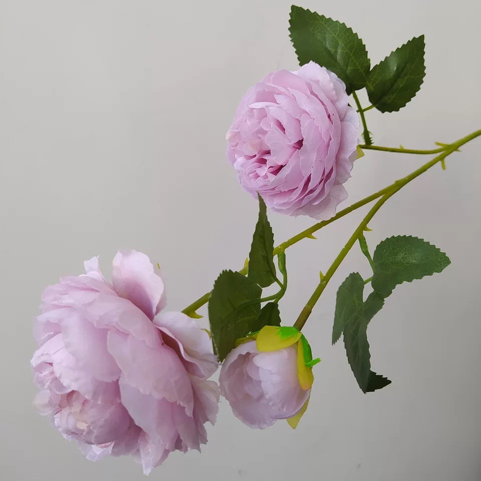 PEONY ARTIFICIAL BUNGA PEONY ARTIFISIAL ECER PER TANGKAI 3 CABANG BUNGA PALSU IMPORT PREMIUM-Purple