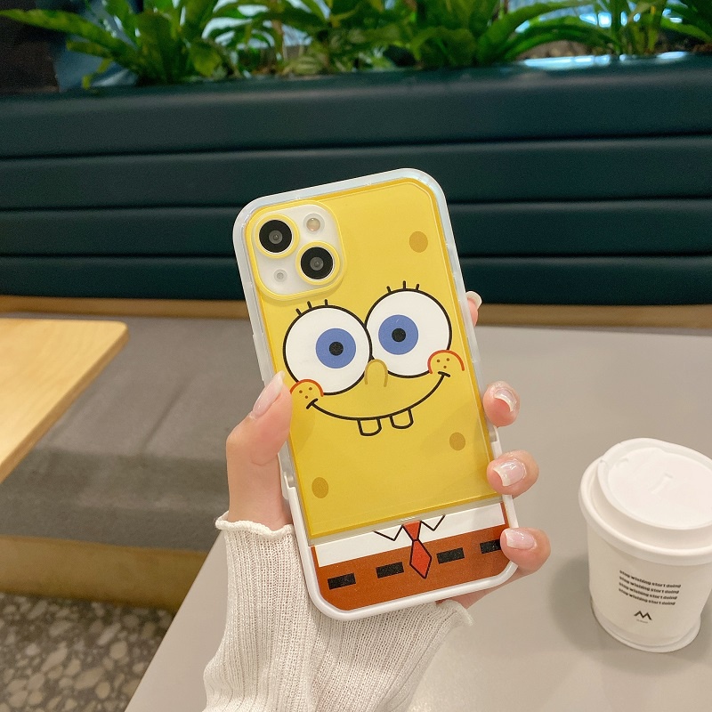 Casing iPhone 11 12 13 Pro MAX X XR XS MAX 7 8 Plus Motif SpongeBob