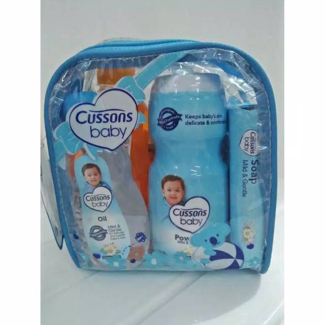 Cussons Set Hadiah Perlngkapan Mandi Baby Gift Set Mini Bag Pink Ungu Biru