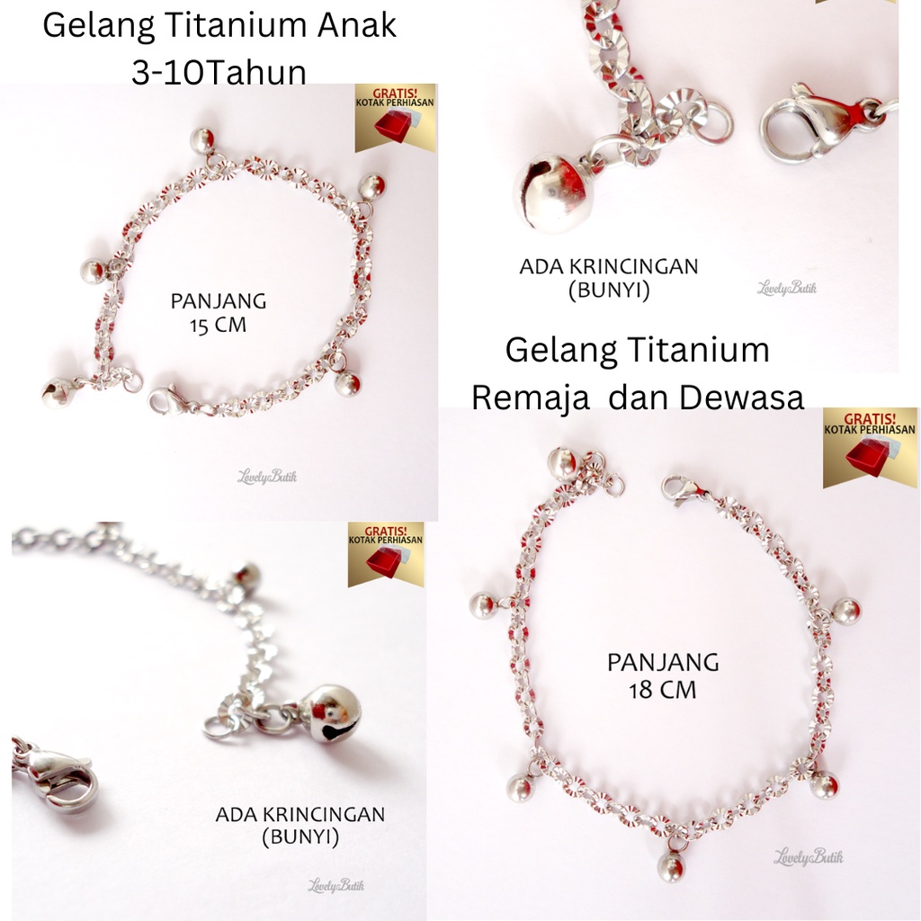 Promo Gratis Kotak Perhiasan Lovelybutik Gelang Anak 3 - 10 Tahun Gelang Tangan Dewasa Titanium Anti Karat Model Terbaru Bola Kerincingan Berbunyi