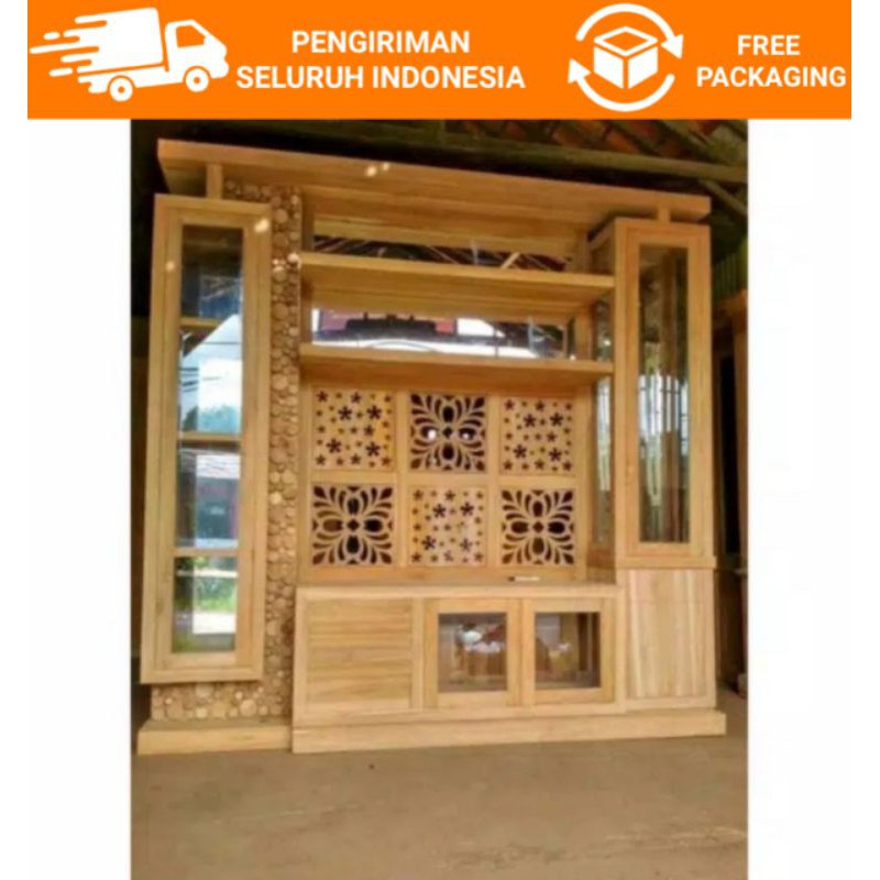 BUFET PARTISI / LEMARI TEMPAT TV FULL KAYU JATI