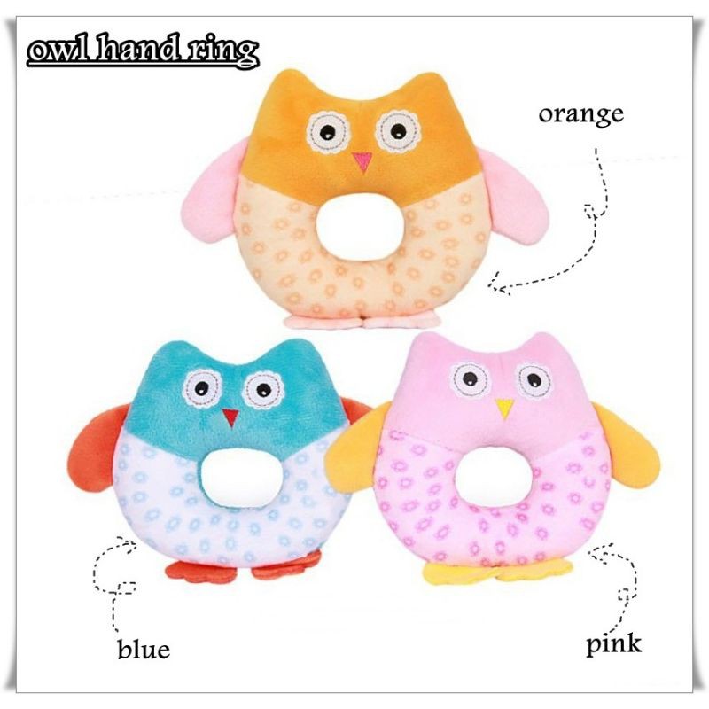 Rattle Donat Owl Hand Ring / Rattle Animal Bentuk Donat