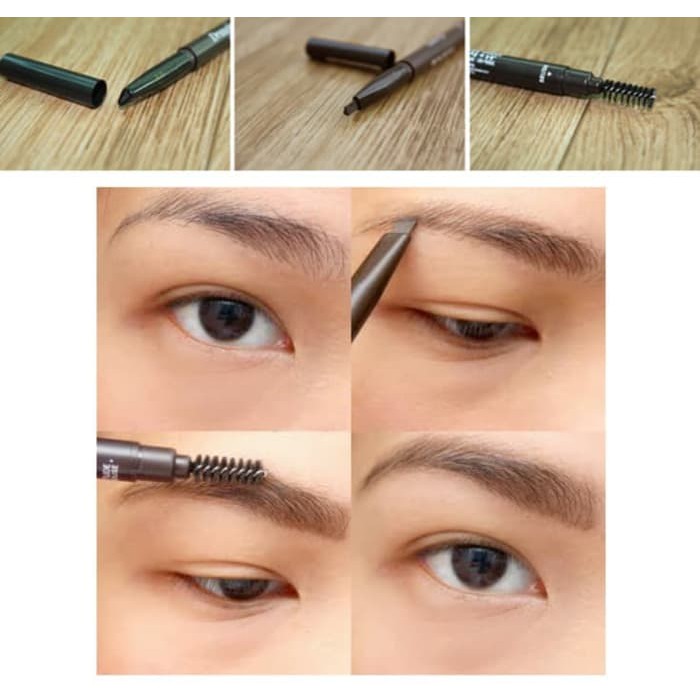 Pensil Alis Drawing Eyebrow Eye Brow + Brush Pensil + Sikat Kuas Alis Eyebrow Kuas Sikat