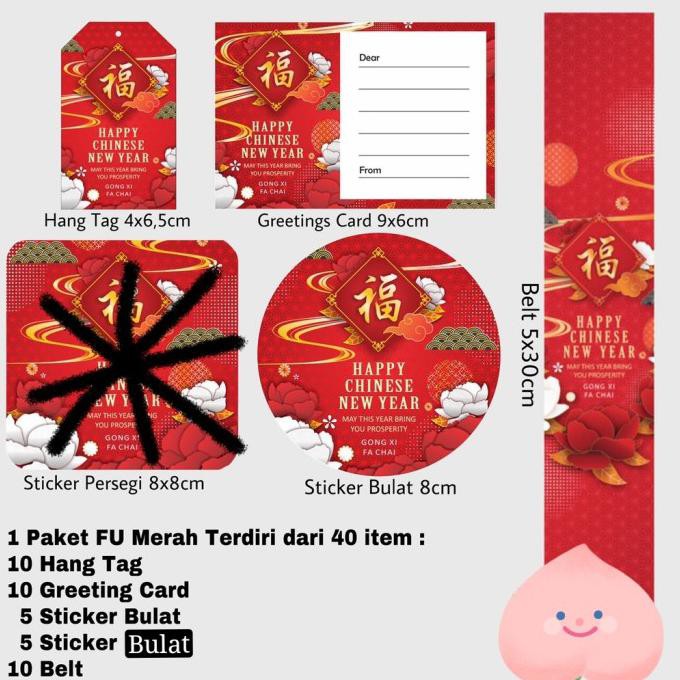 

Produk Terbaik] Hang Tag Kartu Ucapan Label Card Sticker Belt Hampers Imlek Sincia Cny - Fu / Hok