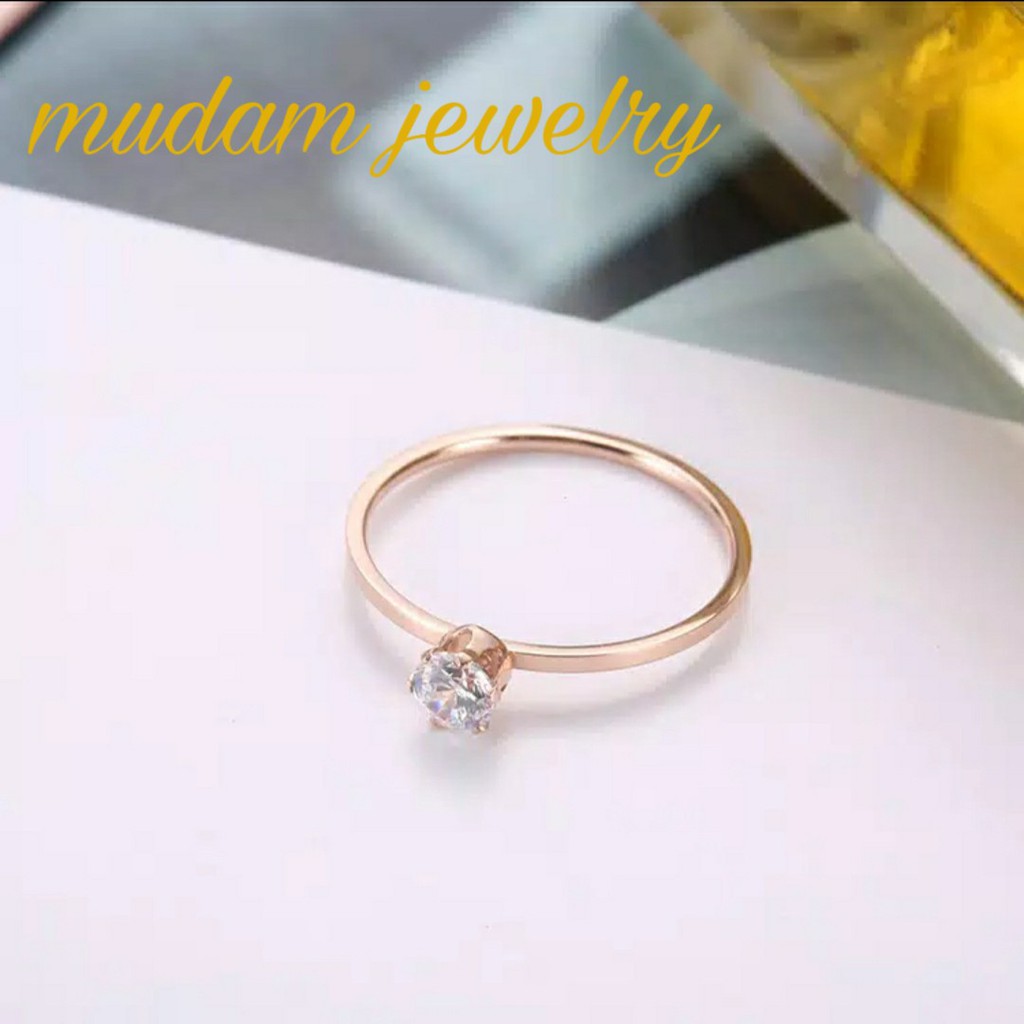 Cincin Wanita C4rtier Ring Diamond Ukuran Sedang Titanium Rose Gold dan Gold