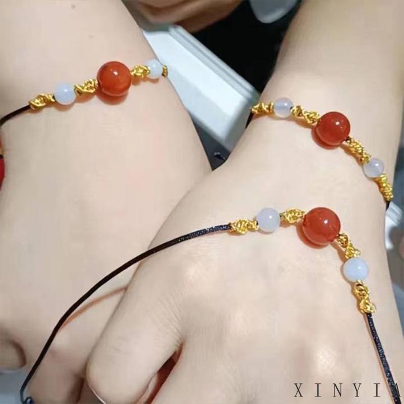 Perhiasan Gelang Kalung Manik-Manik Batu Akik Opal Imitasi Warna Merah