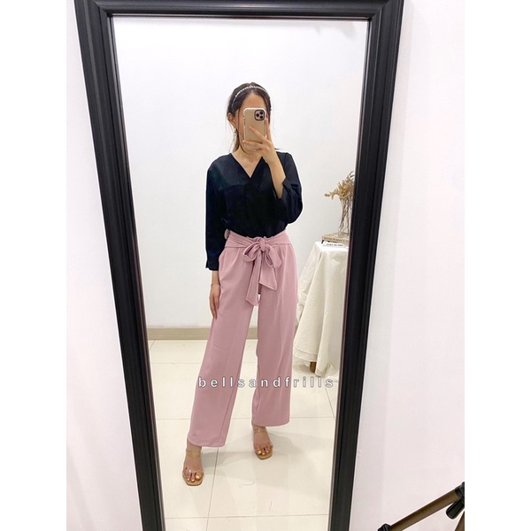 MIKU Pants Tie Bow Premium Knit / Kulot Pita Wanita / Celana Kasual Wanita / Celana Import Korea 1021