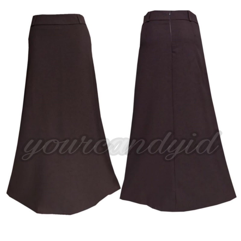 Tampil Modis  Rok Hitam Kerja Kantor Panjang A Line Wanita Bahan Dasar Formal Jumbo Big Size