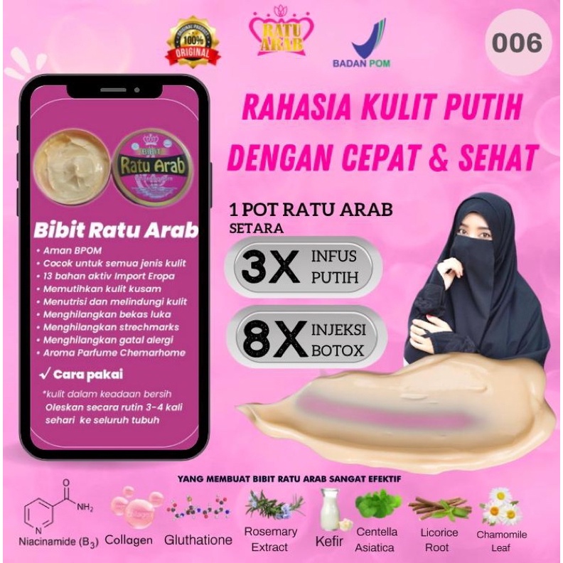 Ratu Arab Original/Bibit Ratu arab/HB Pemutih/Lotion viral/Pemutih badan/Body care bpom