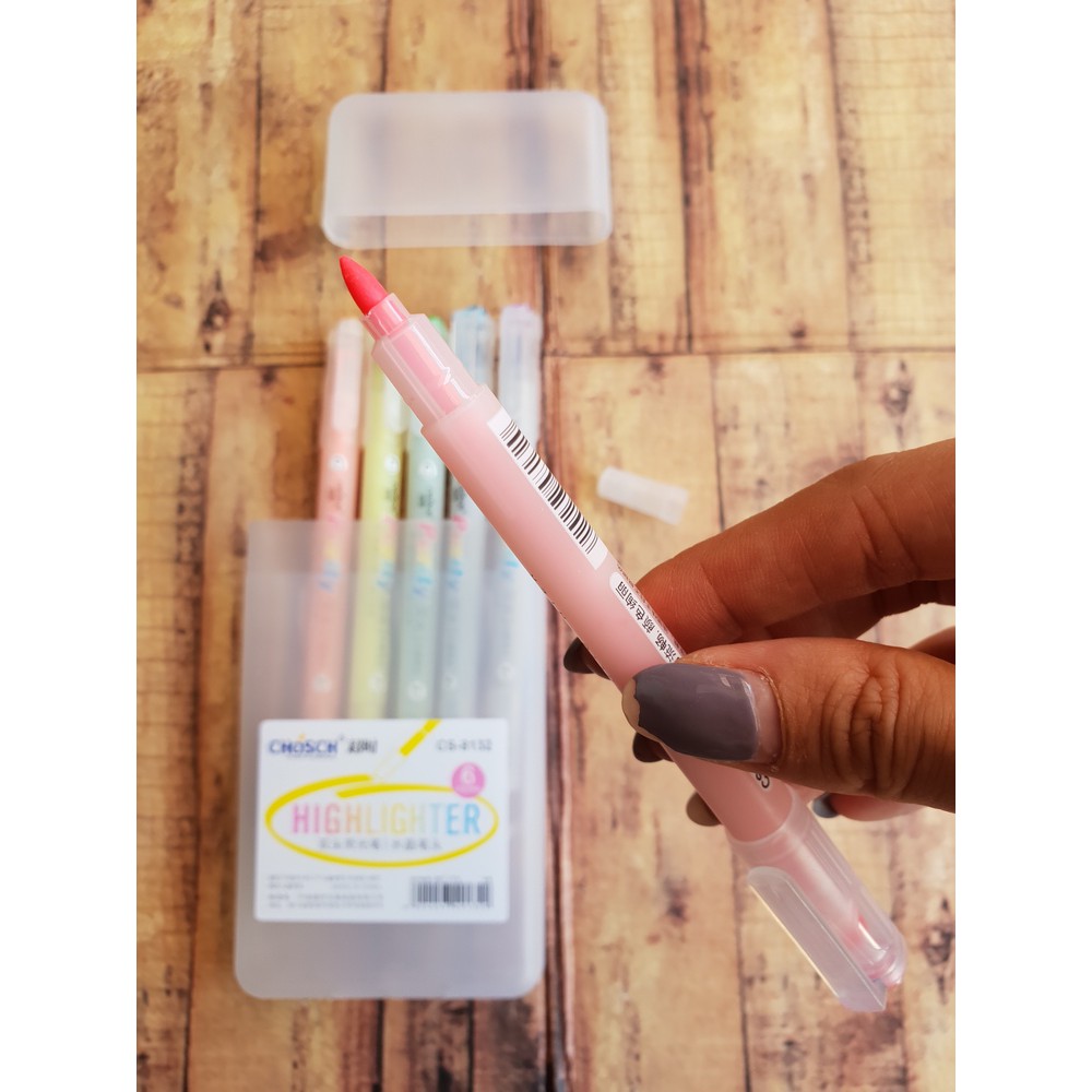 NEW INNOVATION 6 Pcs Highlighter Pen - 1 Pak Highlighter Chosch CS-8132 2 Mata + Bonus Kotak