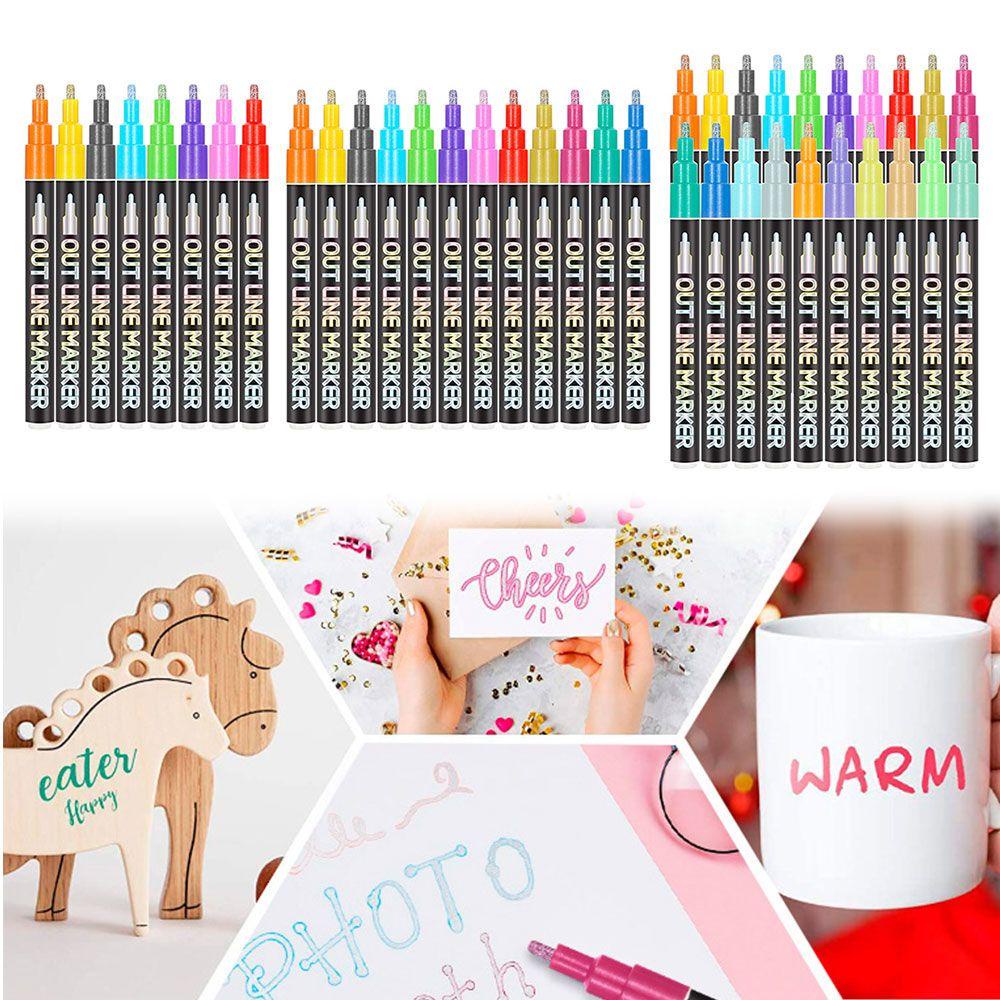 Nanas Garis Ganda Pen Hand Akun DIY Fluorescence Watercolor Hand Painted Magic Contour Stabilo Pen