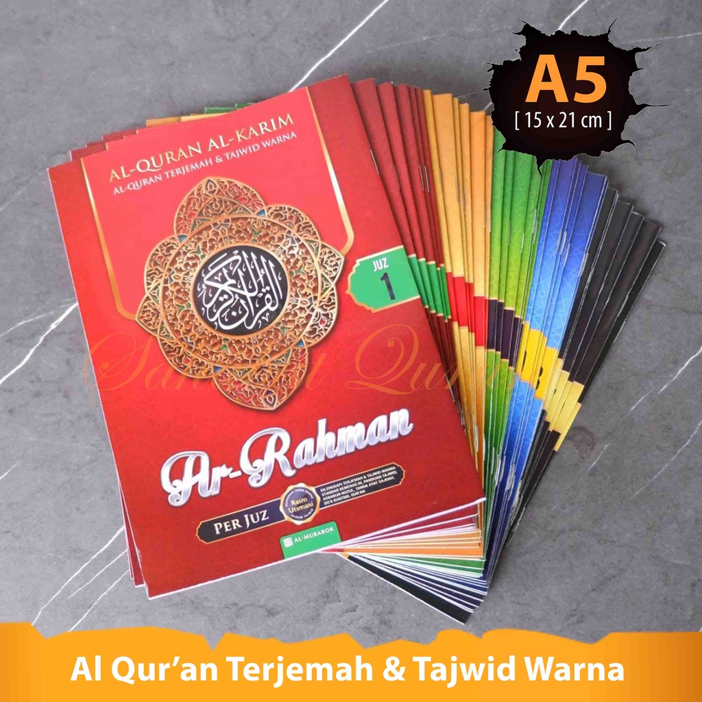 Al Quran Per Juz Ar Rahman A5 Ukuran Sedang Al Quran Terjemah dan Tajwid Warna Khat Rasm Usmani Stan