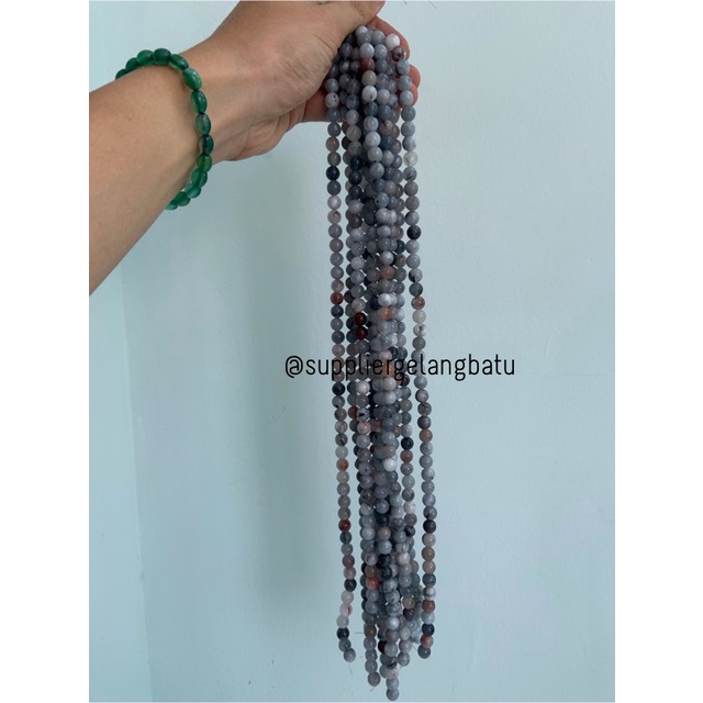 batu grey amazonite mala round beads 8mm langka akik aksesoris fashion