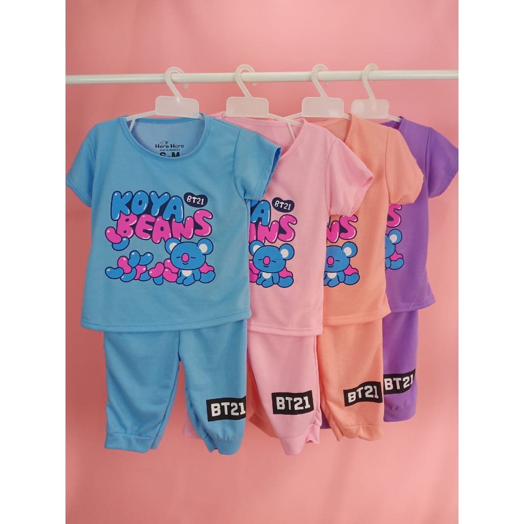 PROMO!! Setelan Baju Anak Motif BTS - BT21 - BTS KOYA - BTS TATA - BTS COOKY'S - BTS CHEESE - baju kaos anak USIA 2 - 5 TAHUN