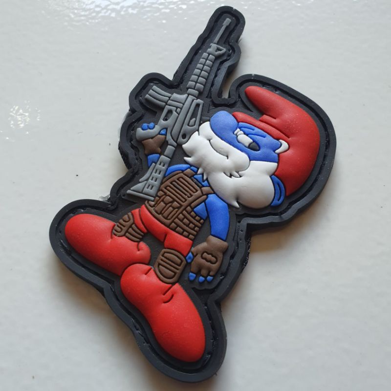 patch rubber pvc timbul logo the smurfs army sniper 3D / rubber patch karakter the smurfs / tempelan emblem karet velcro