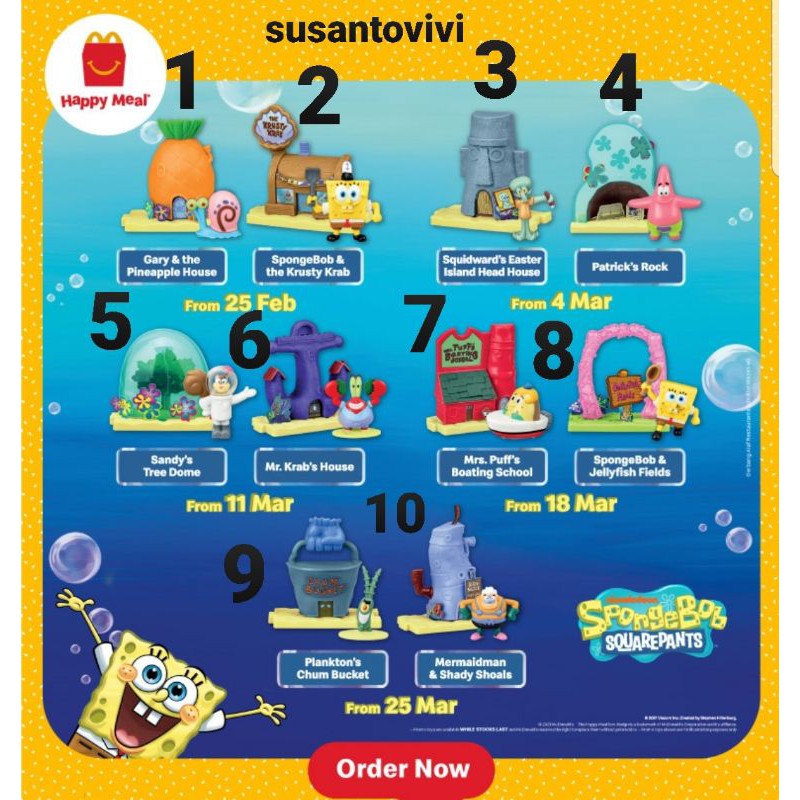 Happy Meal Mcd Mcdonalds SpongeBob Square Pants Set
