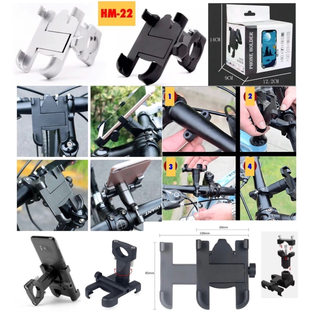 Holder Handphone HP Motor Stang HM-22 Bahan Besi HM 22