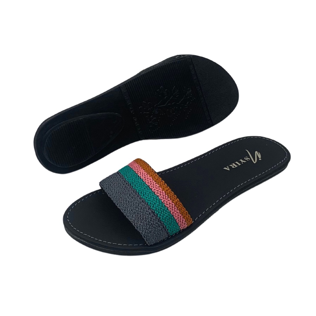 Insyira - Sandal Wanita Selop Turki Non Slip / Sandal Turki Wanita Alas Hitam / Sandal Wanita Lisban