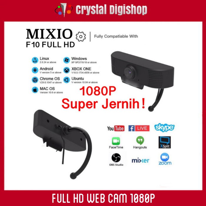 MIXIO F10 Full Hd Webcam 1080P With Microphone Web cam 1080P FULL HD