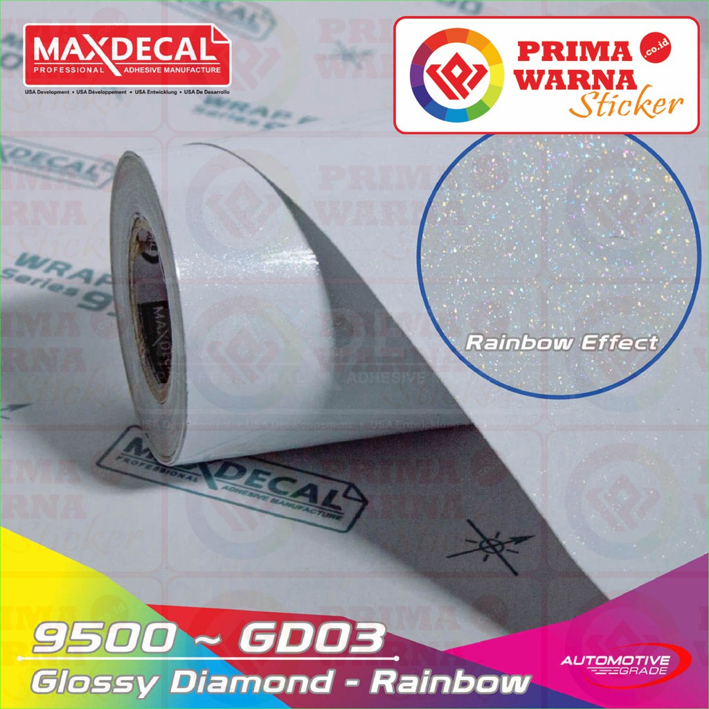 Maxdecal 9500 GD03 Glossy Diamond Rainbow, Wrap Series Sticker, Meteran Lebar 152cm