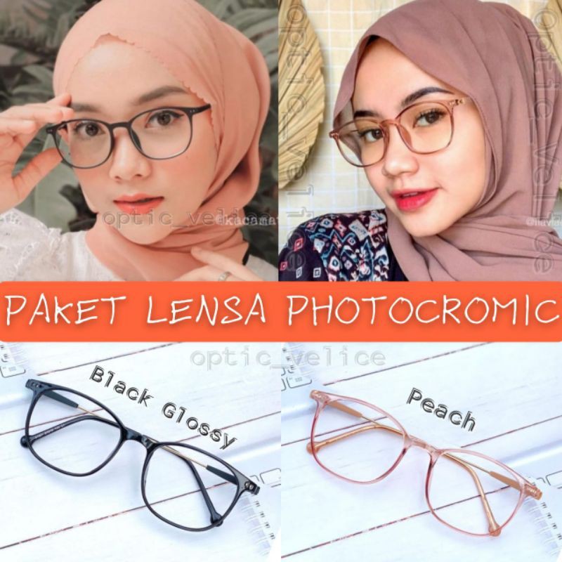 PAKET FRAME LENTUR + LENSA PHOTOCROMIC | KACAMATA WANITA 21301| KACA MATA MINUS | KACAMATA ANTI RADI