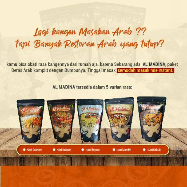 

BERAS BASMATI + BUMBU NASI KEBULI , BRIYANI , MANDHI , BUKHORI, KABSAH MERK ALMADINA KHAS ARAB