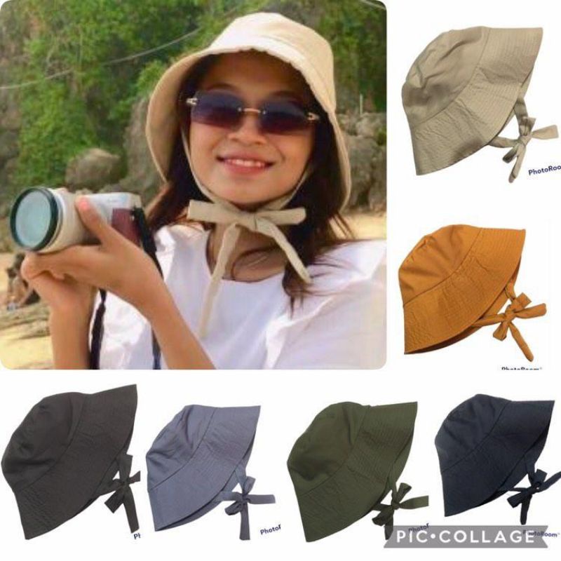 Topi Bucket Wide Lebar Tali Panjang / Bucket Selebgram