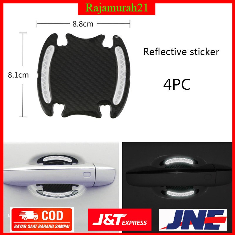 Seametal Reflective Sticker Gagang Pintu Mobil Car Door Handle Safety Warning Carbon Fiber 4PCS - 7ROT5HRE