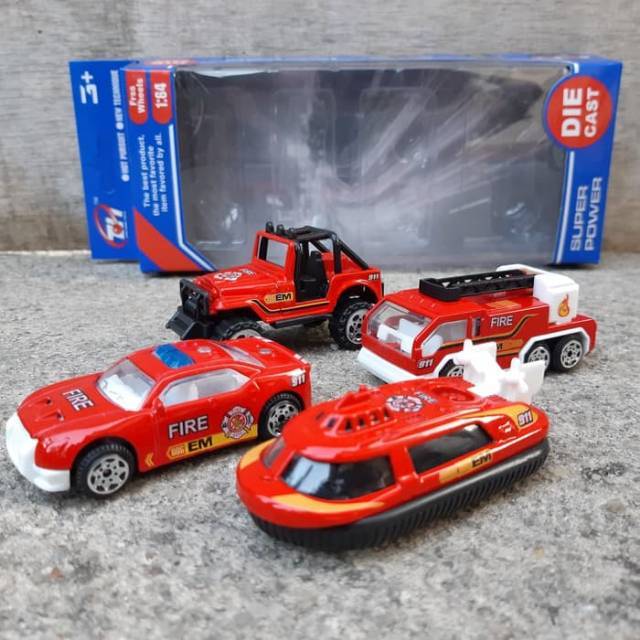 Diecast Set Truk Pemadam Kebakaran Mainan Miniatur Mobil Fire Anak